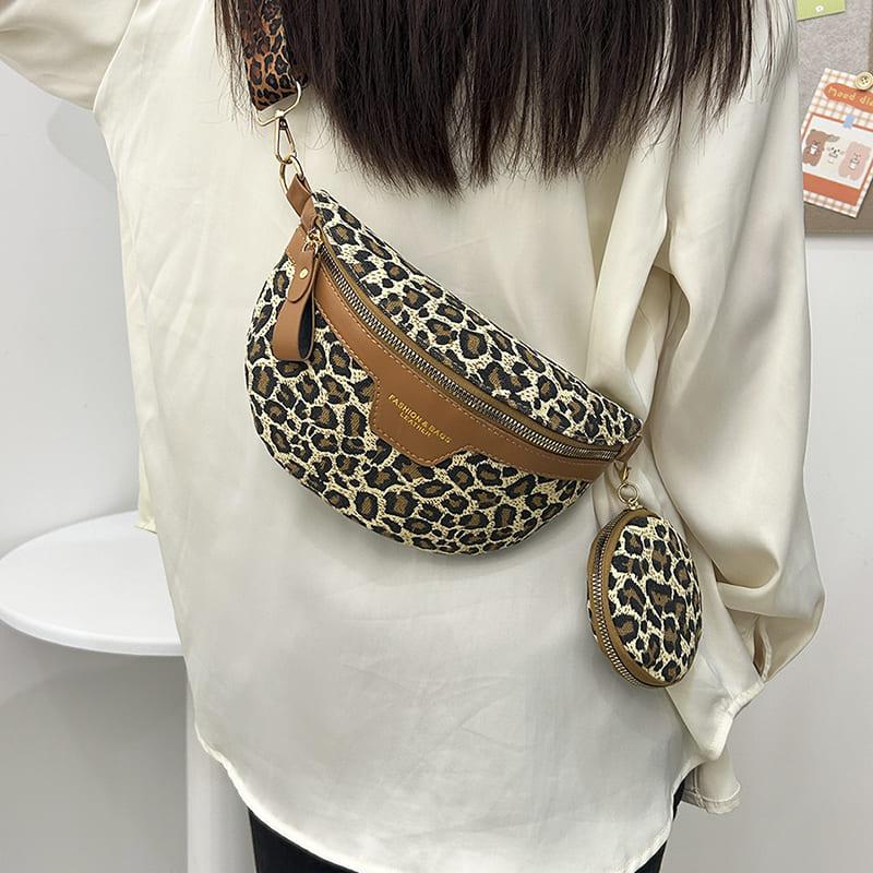 sac banane femme leopard chic marron