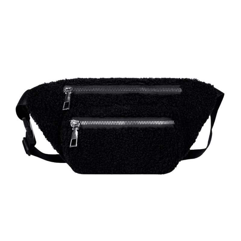 sac banane femme noir moumoute